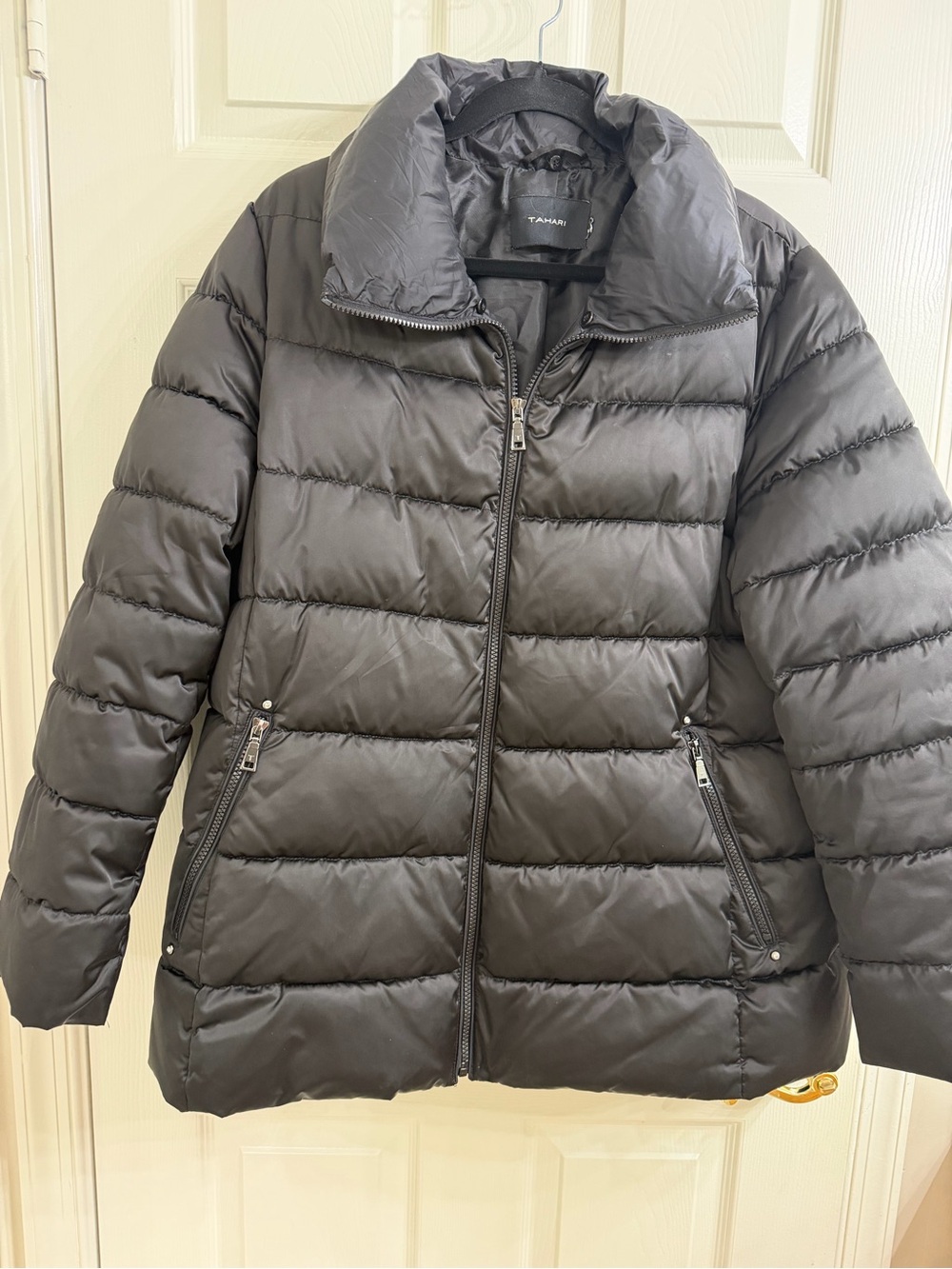 Tahari Women's Dark Gray Quilted Puffer Jacket Size XL